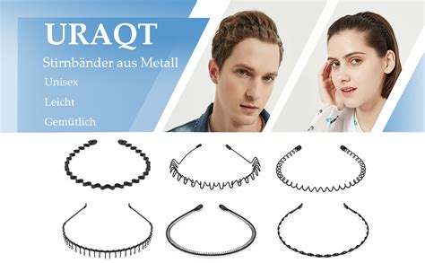 URAQT Metall Haarreifen Unisex 6 Stück Spring Wave Haarband Multi