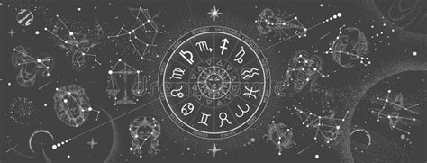 Koło Astrologiczne Z Znakami Zodiaku Na Tle Mapy Konstelacji