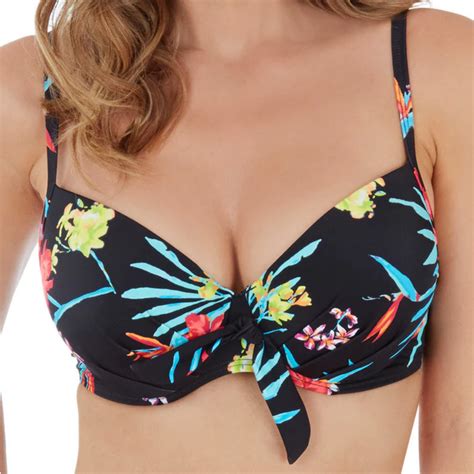 Lepel Tropics Black Plunge Moulded Underwired Bikini Top AND OR Low