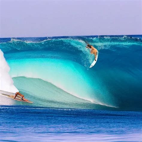 Kelly Slater Surfing Surfing In A Barrel Wave With A Stable Diffusion