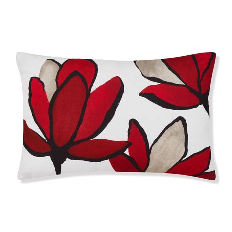 Red Flower Decorative Lumbar Pillow Bouclair