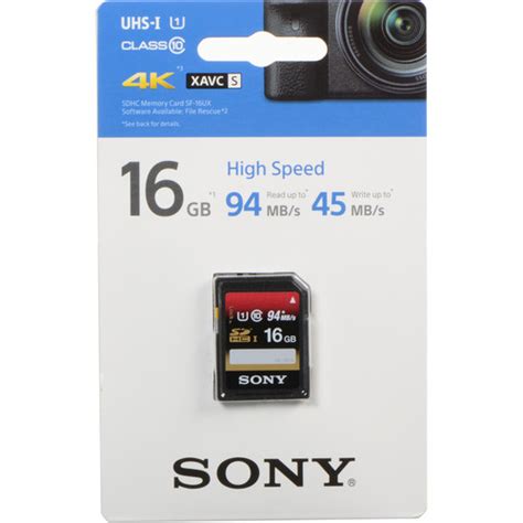 Sony 16GB UX Series UHS I SDHC Memory Card SF 16UX T3 B H Photo