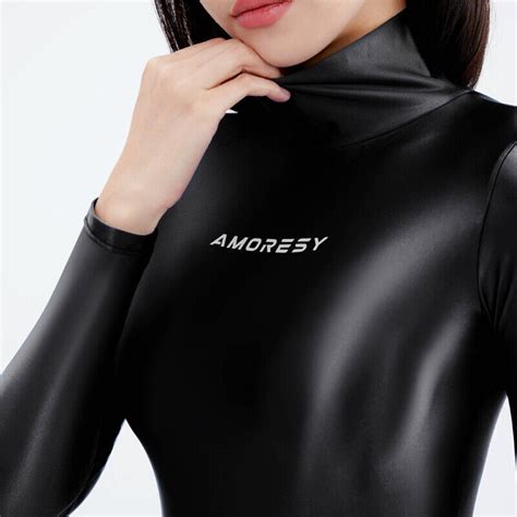 Amoresy Womens Sexy Smooth One Piece Swimwear High Cut Long Sleeve