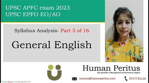 General English UPSC EPFO APFC And EO AO Syllabus Analysis 2023 YouTube