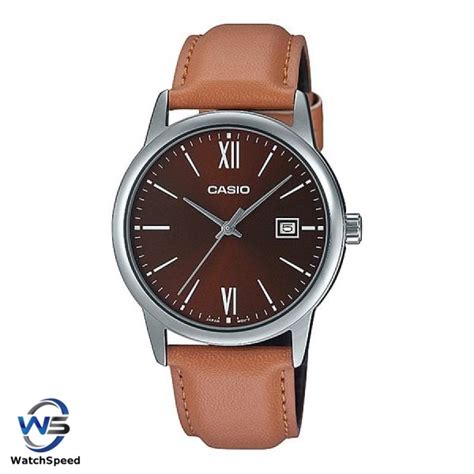 Casio Mtp V L B Mtpv L B Brown Leather Strap Date Analog Quartz