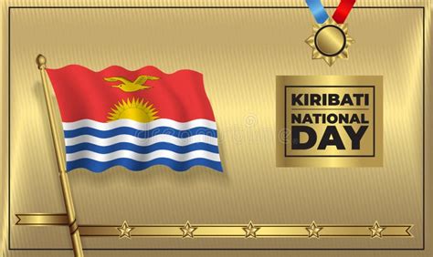 Kiribati Italy Flag National Day Banner With Gold Vector Color Stock