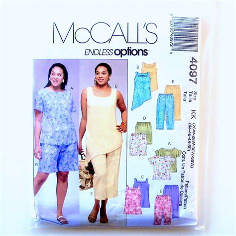 Misses Womens Top Tunics Shorts Capri Pants Plus Size Mccalls Sewing