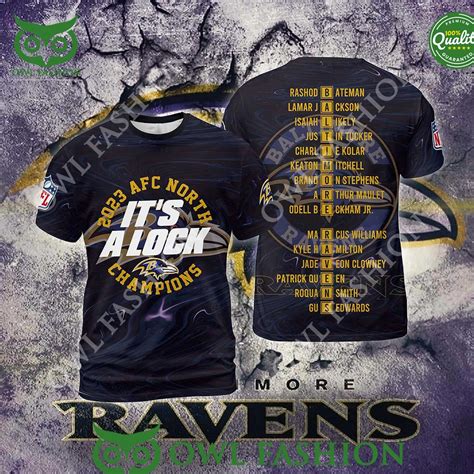 Baltimore Ravens 2023 Afc North Its A Lock Champion 3d T Shirt Owl