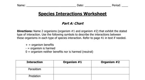 Species Interactions Worksheet PDF Form FormsPal