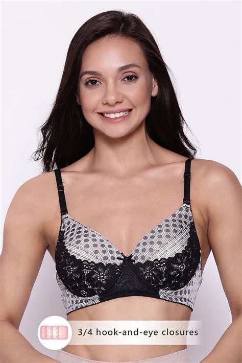 Buy Padded Non Wired Full Cup Polka Print Multiway Bra In White Online