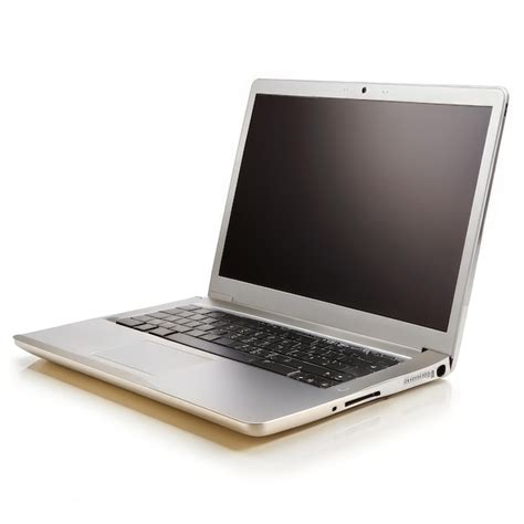 Silver Laptop With Black Screen Isolated On White Background Generative