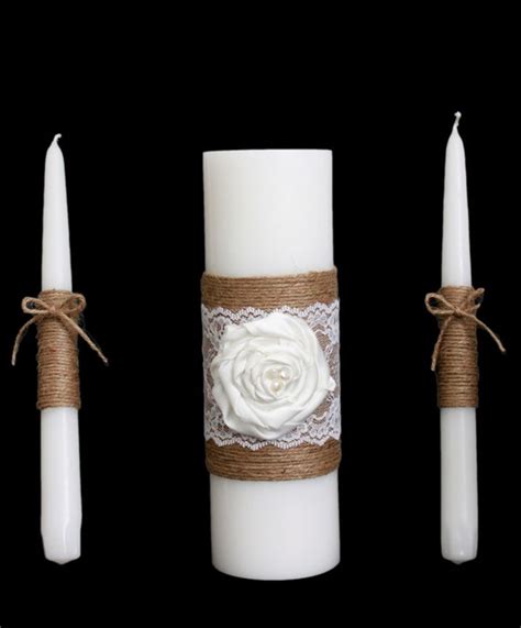 Rustic Wedding Candle Set Rustic Wedding Unity Candle Burlap