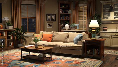 Sitcom Living Room Set A Cozy Living Room With A Sofa Coffee Table