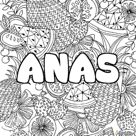 Coloriage Prénom Anas Décor Mandala Fruits Sans Dépasser