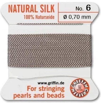 Griffin Nić Jedwabna Z Igłą 100 Natural Silk 0 7Mm 2M Grey 157322