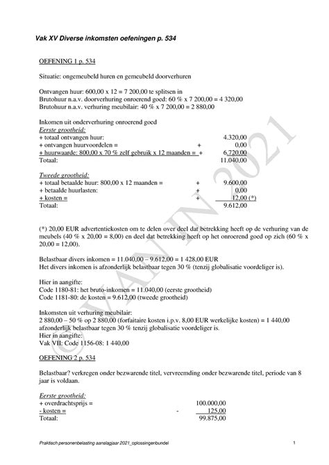 Opl Oef Diverse Inkomsten 1tem 3 P Praktisch Personenbelasting