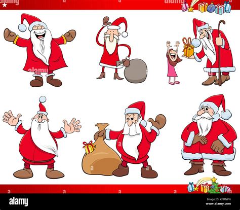 Cartoon Illustration Of Santa Claus Christmas Characters Collection