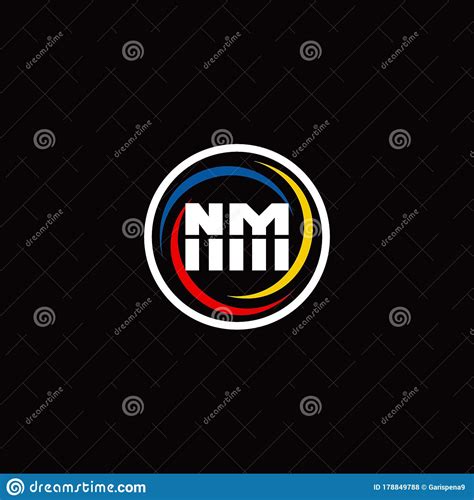 Nm Monogram Logo Isolated On Circle Shape With Slash Colors Rounded