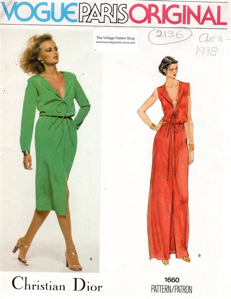 1978 Vintage Vogue Sewing Pattern B36 Dress 2136 By Christian Dior