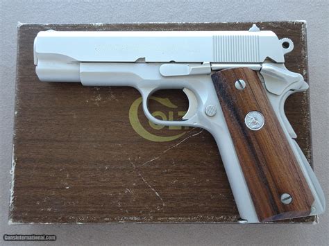 1972 Colt Combat Commander 45 ACP Pistol In Satin Nickel Finish W Box