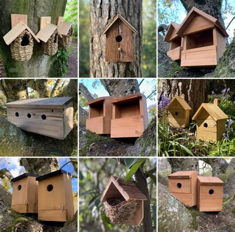 BIRD NEST BOX Wood Wooden Nesting Boxes Wild Birdhouse Straw Robin