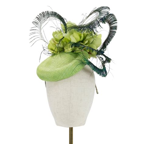 Black Straw Headpiece With Feather And Perspex Flower Trim Jenny