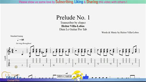 For Classical Guitar With TABs Heitor Villa Lobos Prelude No 1