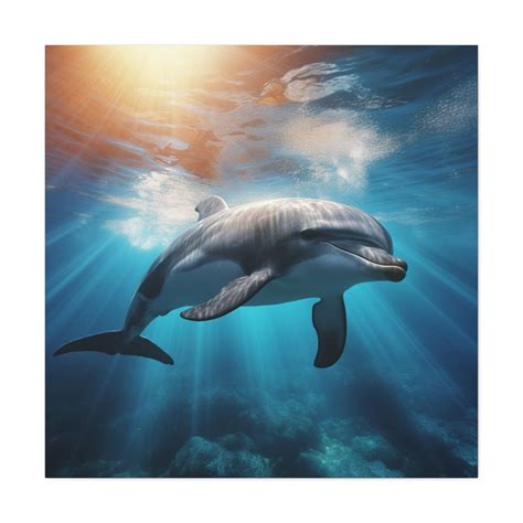 Dolphin Print on Canvas Ocean Dolphin Art Home Decor Wall Art Office ...