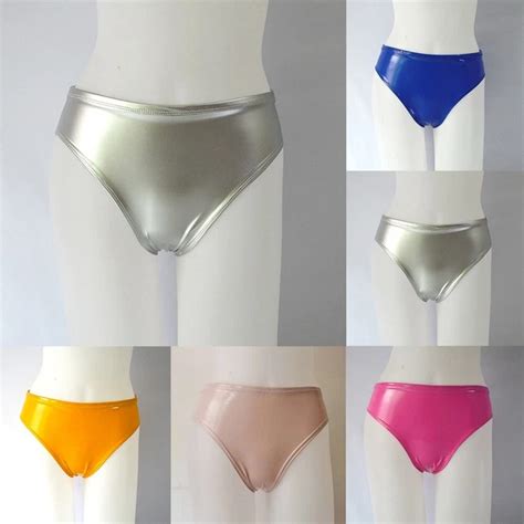 CULOTTE STRING BIKINI Taille Haute En Faux Cuir Brillant Aspect Humide Pour Femm EUR 12 71