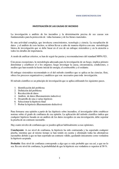 Investigación DE LAS Causas DE Incendio SOBREINCENDIOS