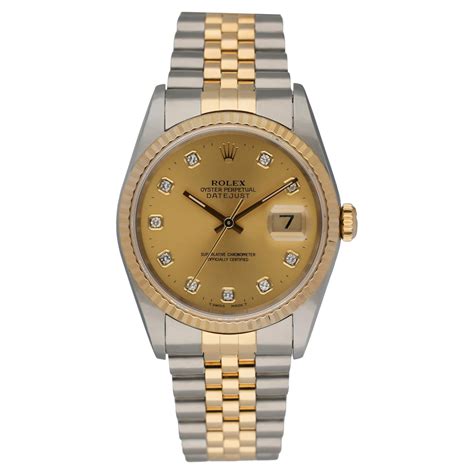 Rolex Datejust Steel K Gold Custom Bezel And Dial Automatic Men