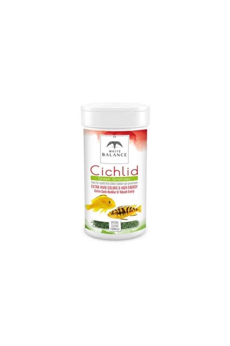 White Balance Cichlid Green Granules Bitkisel Ciklet Balık Yemi 100ml