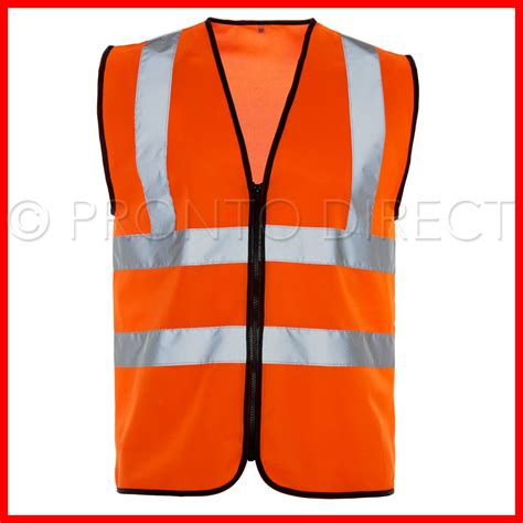 Hi Vis Vest Yellow Orange High Viz Visibility Waistcoat Safety Work