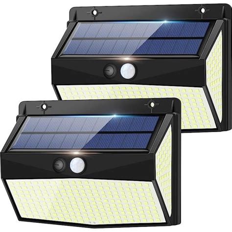 Lot De 2 Lampe Solaire Exterieur 318 LED Detecteur De Mouvement Avec 3