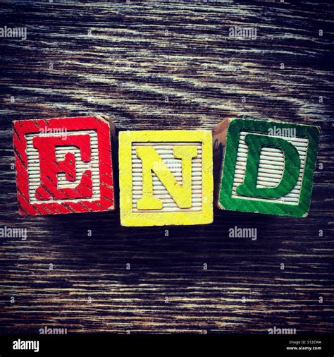 End Word Written With Wood Block Letter Toys Stock Photo Alamy