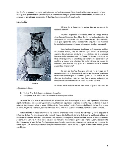 El Arte De La Guerra Temas Para Reflexionar Sun Tzu Fue Un General