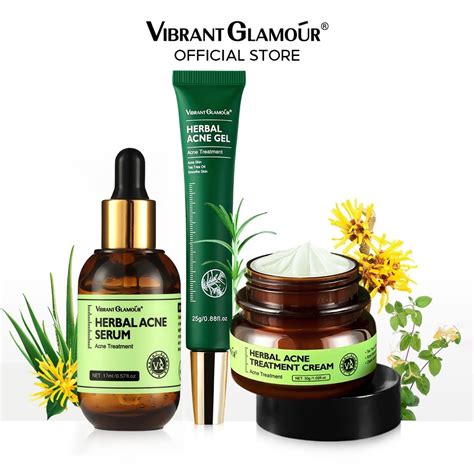 Vibrant Glamour Herbal Acne Treatment Set Tea Tree Oil Ream Anti Acne