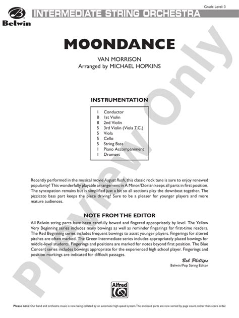 Moondance String Orchestra Conductor Score Parts Van Morrison