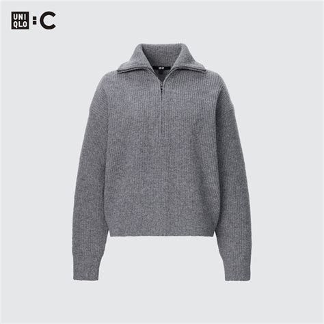 Premium Lambswool Half Zip Long Sleeve Sweater Uniqlo Us