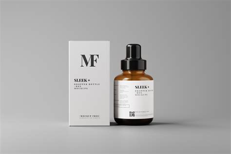 Sleek Cosmetic Dropper Bottle Packaging With Box Free Mockups Mockup