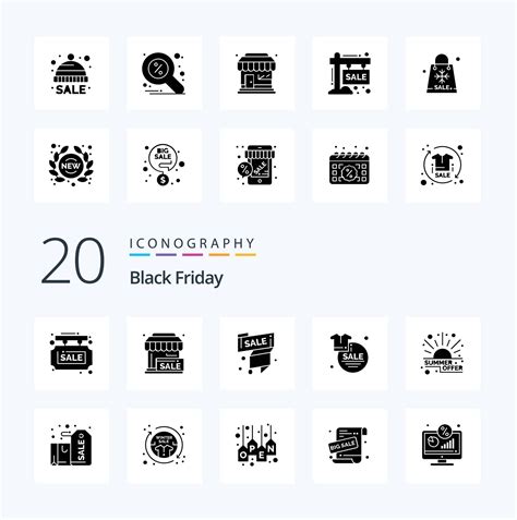 Black Friday Solid Glyph Icon Pack Like Fashion Clothes Store Offer