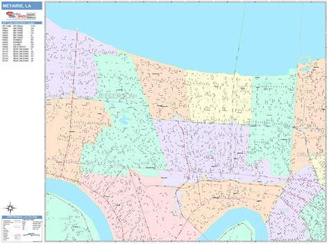 Metairie Louisiana Wall Map (Color Cast Style) by MarketMAPS - MapSales.com