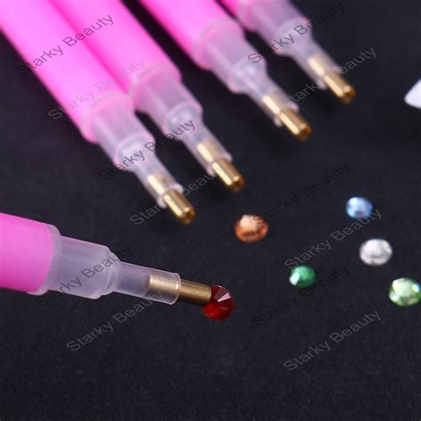 Dual Ended Nail Rhinestone Picker Set Pink Gem Picker Dotting Pen