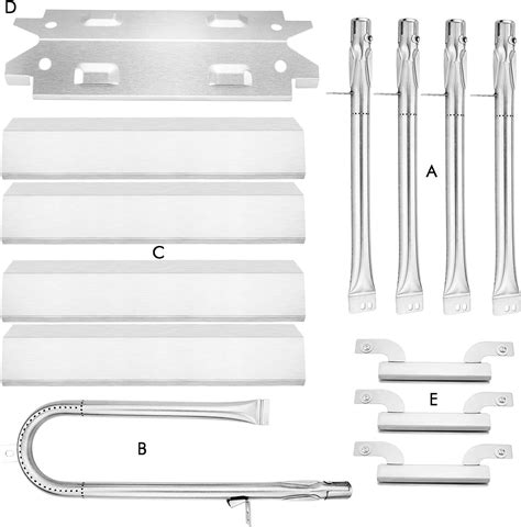 Uniflasy Gas Grill Replacement Parts Kit Grill Burners Heat Shield