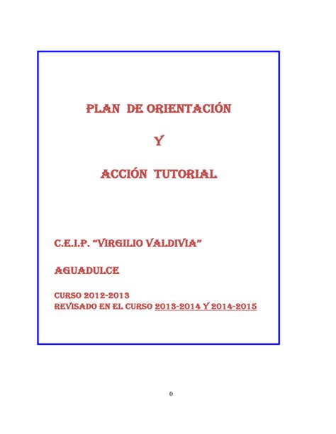 PLAN DE ORIENTACIÓN Y ACCIÓN TUTORIAL