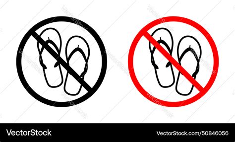 No Sandals Sign Slipper Not Allowed Symbol Off Vector Image