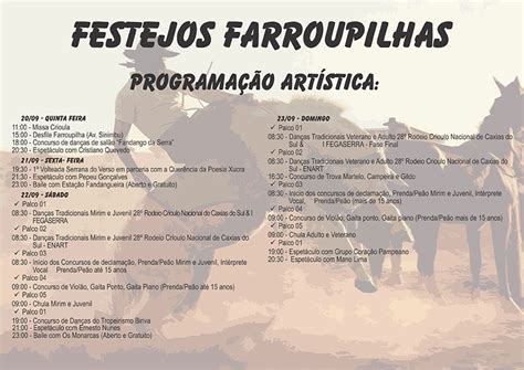 Programação Festejos Farroupilhas e 28º Rodeio de Caxias 25 RT