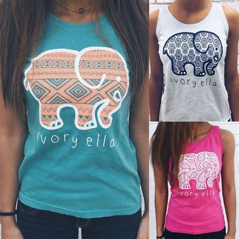 Ivory Ella Women Summer Top Elephant Print T Shirt S Sexy Shirts