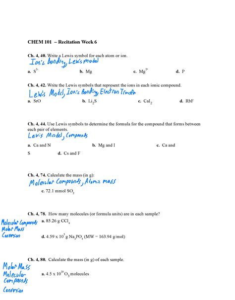 Chem 101 Recitation Week 6 Chem 101 Recitation Week 6 Ch 4 40