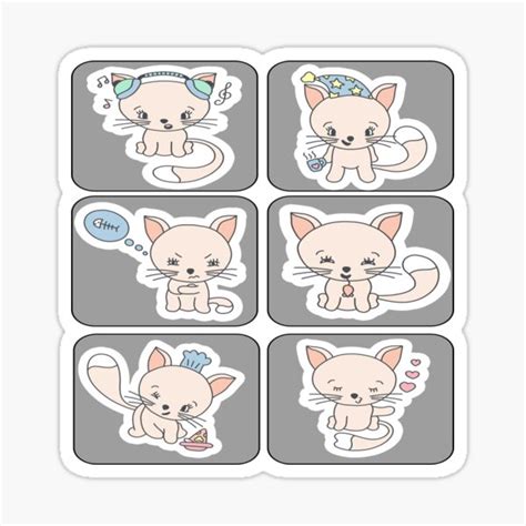 Cute Cartoon Cats Sticker Pack Sticker For Sale By Davidmurtagh